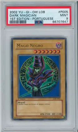Yugioh PSA 9 2002 Dark Magician 1st Edition LDB-P005 Portuguese (LOB-005) Ultra - Image 1
