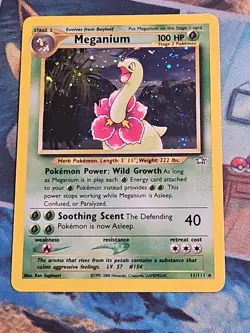 Meganium 11/111 Neo Genesis Holo Rare WOTC Pokemon Card NM/LP - Image 1
