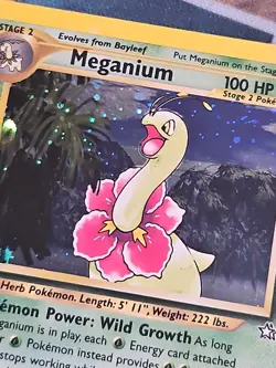 Meganium 11/111 Neo Genesis Holo Rare WOTC Pokemon Card NM/LP - Image 2