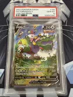Tornadus V #185 PSA 10 GEM MT Alt Art 2021 Pokemon SWSH Chilling Reign 185/198 - Image 1