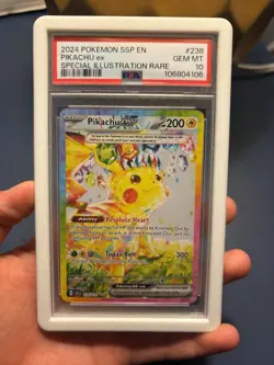 2024 POKEMON SSP EN-SURGING SPARKS SPECIAL ILLUSTRATION RARE PIKACHU EX PSA 10 - Image 1