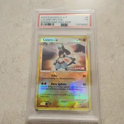 2008 Pokemon Lucario Reverse Holo Foil 6/130 Burger King Promo PSA 1 Poor POP 4 - Image 1