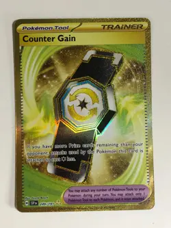Pokemon TCG Surging Sparks Full Art Gold Hyper Rare Counter Gain 249/191 NM - Image 1