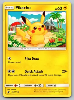 Pikachu 30/111 Common Crimson Invasion Pokemon Moderately Played - Image 1