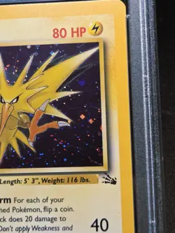 Pokemon 1999 Fossil Zapdos 15/62 Swirl Cosmos Holo Thunderstorm Deck PSA 8 NM-MT - Image 4