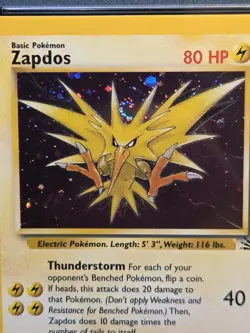 Pokemon 1999 Fossil Zapdos 15/62 Swirl Cosmos Holo Thunderstorm Deck PSA 8 NM-MT - Image 5