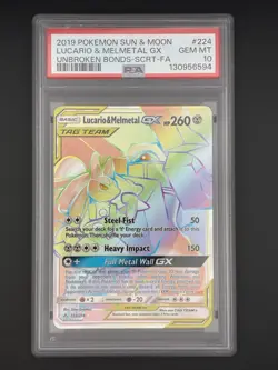Pokemon TCG Lucario & Melmetal GX 224/214 PSA 10 - Image 1