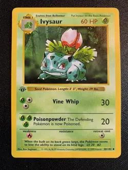 1999 Pokemon Base Set Shadowless 1st Edition Ivysaur 30/102 FRESHLY PULLED - Image 1