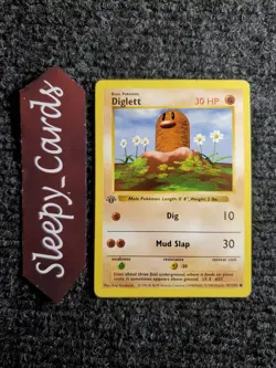 Diglett 47/102 1st Edition Shadowless Base Set 1999 Pokemon Front NM Back LP - Image 1