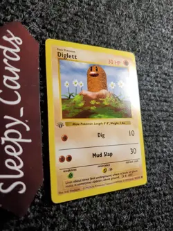 Diglett 47/102 1st Edition Shadowless Base Set 1999 Pokemon Front NM Back LP - Image 2