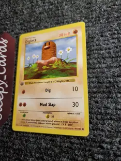Diglett 47/102 1st Edition Shadowless Base Set 1999 Pokemon Front NM Back LP - Image 3