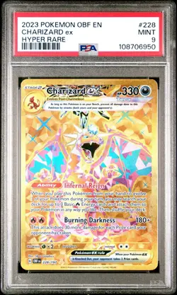 2023 Pokemon OBF En-Obsidian Flames Charizard EX Hyper Rare Card PSA 9 228/197 - Image 1