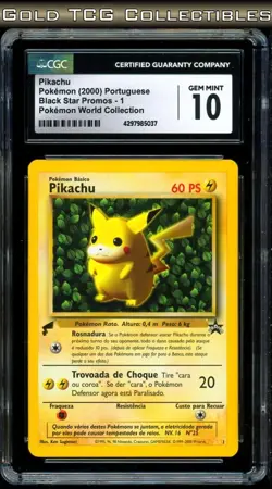 CGC 10 ⭐ Pokemon Pikachu 1 Portuguese World Collection Black Star Promo Card - Image 1
