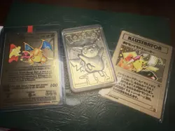 1999 Pokemon Card Base Set Gold Metal Charizard 1st Edition + 2 More Items L@@k - Image 1
