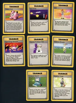 Pokemon Base Set Unlimited Rare Trainer Card Lot (8) NM - Image 1