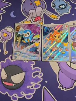 Pokemon First Partner Turtwig Chimchar Piplup 40 41 42 Full Art Black StarPromo - Image 2