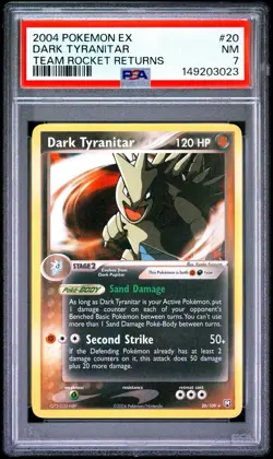 2004 Pokemon EX Team Rocket Returns Dark Tyranitar #20/109 PSA 7 - Image 1