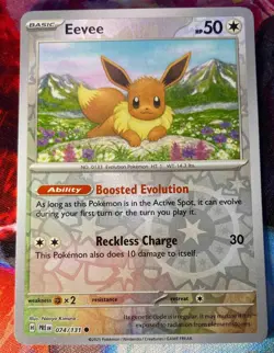 2025 Pokemon Prismatic Evolutions Eevee #074/131 Reverse Holo - Image 1