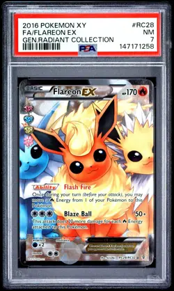 2016 Pokemon XY Generations Flareon EX RC28 FRESHLY GRADED PSA 7 NM - Image 1