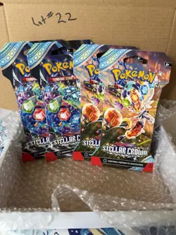 Pokemon TCG Scarlet & Violet Stellar Crown Set of 4 Packs Sealed English Lot #22 - Image 1