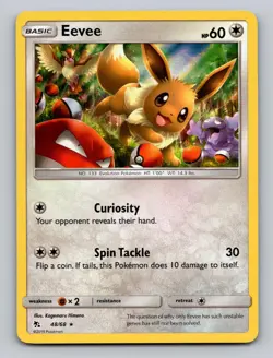 2019 Eevee 48/68 Holo Rare Hidden Fates Pokemon NM (Voltorb Muk Cameo) - Image 1