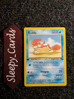 Pokemon – Krabby - 51/62 – 1st Edition - Fossil - Common NM - Image 1