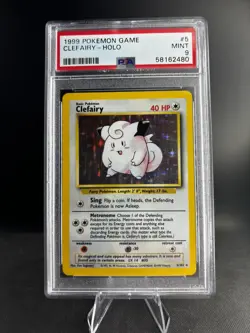 PSA 9 1999 Pokemon Clefairy 5/102 Base Set Unlimited Holo Mint - Image 1