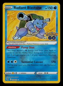 Radiant Blastoise 018/078 Radiant Rare Pokemon GO Pokemon MINTY - Image 1