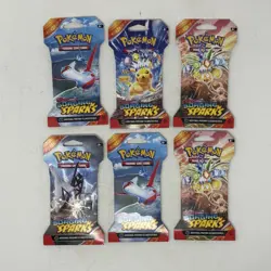 Pokemon Scarlet & Violet Surging Sparks TCG Sleeved Booster Pack Sealed Lot Of 6 - Image 1