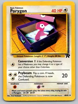 Porygon 48/82 Uncommon Team Rocket Pokemon Unlimited Lightly Played - Image 1