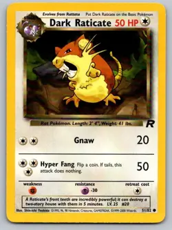 Dark Raticate 51/82 Common Team Rocket Pokemon Unlimited Lightly Played - Image 1