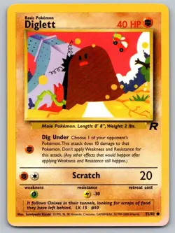 Diglett 52/82 Common Team Rocket Pokemon Unlimited Lightly Played - Image 1