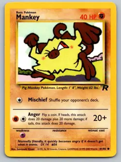 Mankey 61/82 Common Team Rocket Pokemon Unlimited Lightly Played - Image 1