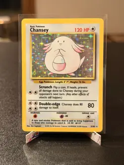 Pokemon Chansey 3/102 Base Set Holo Rare WOTC 1999 - Image 1