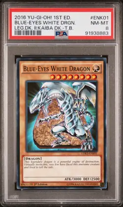 2016 YU-GI-OH! LEGENDARY DECK II #ENK01 BLUE-EYES WHITE DRAGON PSA 8 - Image 1