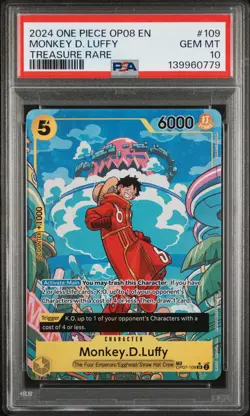 2024 ONE PIECE OP08-TWO LEGENDS TREASURE RARE #109 MONKEY D. LUFFY PSA 10 - Image 1