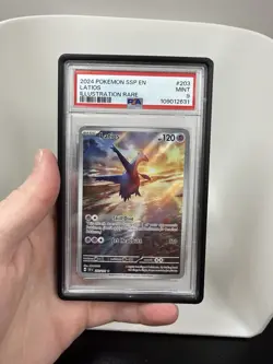 2024 Pokemon SSP EN Surging Sparks Latios #203 Illustration Rare PSA 9 MINT - Image 1