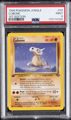 1999 POKEMON JUNGLE 1ST ED #50 CUBONE PSA 9 - Image 1
