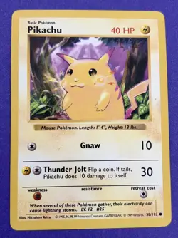 Shadowless Yellow Cheeks Pikachu 58/102 Vintage Base Set WOTC Pokemon LP/MP - Image 1