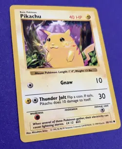 Shadowless Yellow Cheeks Pikachu 58/102 Vintage Base Set WOTC Pokemon LP/MP - Image 2