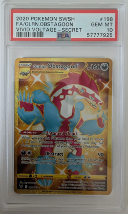 Pokemon TCG Galarian Obstagoon Secret Rare Holo 198/185 Vivid Voltage PSA 10 - Image 1