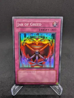 Yu-Gi-Oh! TCG Jar of Greed LON-047 Labyrinth of Nightmare 1st Edition Played - Image 1