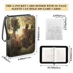 Dinosaur Card Binder 4-Pocket, 400 Pockets Trading Card Binder Holder with 50... - Image 4