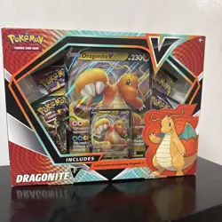 Pokemon TCG Dragonite V Box. New. 2 Foil Cards. 4 Booster Packs. Factory Sealed - Image 1