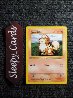 GROWLITHE Pokemon Card - WOTC - 1st Edition - Base Set - Shadowless - 28/102 NM - Image 1