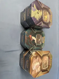 Pokemon TCG: Triple Whammy Tin Lot of 5 Sealed Tins Each Has 3 Booster Packs New - Image 3