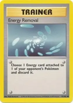 Energy Removal 92/102 Common Base Set Unlimited Pokemon Moderately Played - Image 1