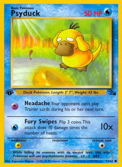 Psyduck 53/62 Common Fossil Pokemon Unlimited Moderately Played - Image 1