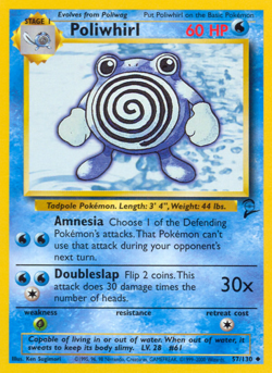 Poliwhirl 57/130 Uncommon Base Set 2 Pokemon Moderately Played - Image 1