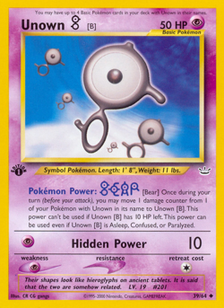 Unown [B] 39/64 Uncommon Neo Revelation Pokemon Unlimited Moderately Played - Image 1